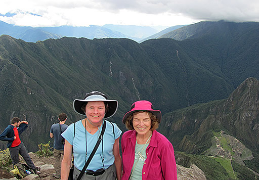 Julie Gangler at summit of Machu Picchu Montana